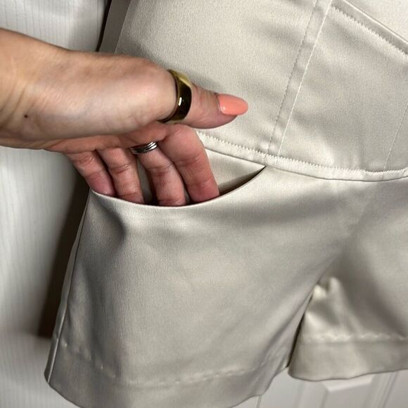 Susie Mooratoff High-Waisted Satin Cream Shorts (399) - Picture 3 of 6